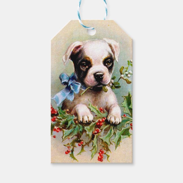 Vintage Christmas Dog Gift Tags (Front)