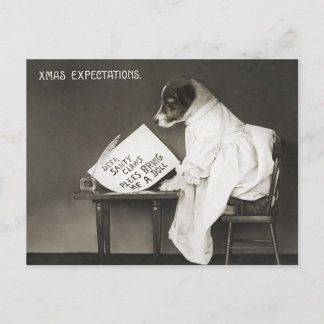 Vintage Christmas Dog Puppy Humour Postcard