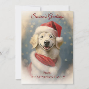 Vintage Christmas Dog Santa Christmas Card