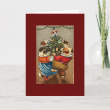 Vintage Christmas dogs cats ROCKING AROUND TREE