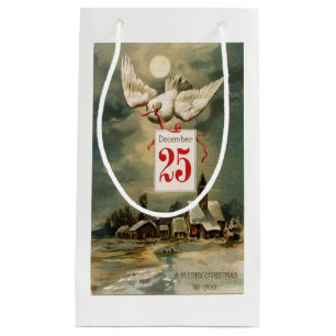 Vintage Christmas Dove Small Gift Bag