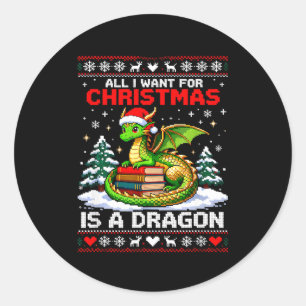 Vintage Christmas Dragon Lover Fantasy Home For Ho Classic Round Sticker