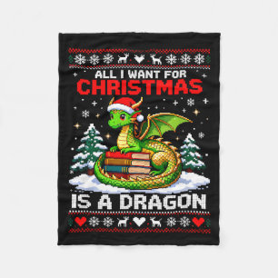 Vintage Christmas Dragon Lover Fantasy Home For Ho Fleece Blanket