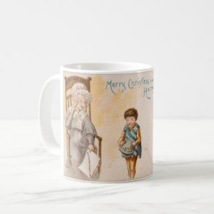 Vintage Christmas Drawing Grandma Grandchild Coffee Mug