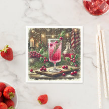 Vintage Christmas Drink Cranberry Fizz Decoupage