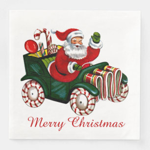 Vintage Christmas driving Santa party Napkin
