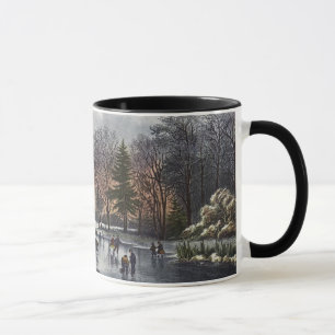 Vintage Christmas, Early Winter Skaters on a Pond Mug