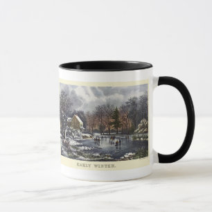 Vintage Christmas, Early Winter Skaters on a Pond Mug