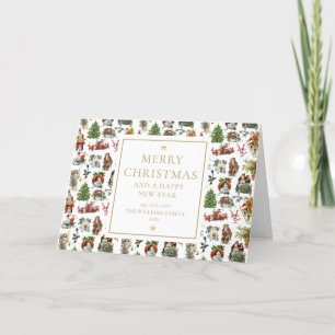 Vintage Christmas Elegant Gold Holiday Card