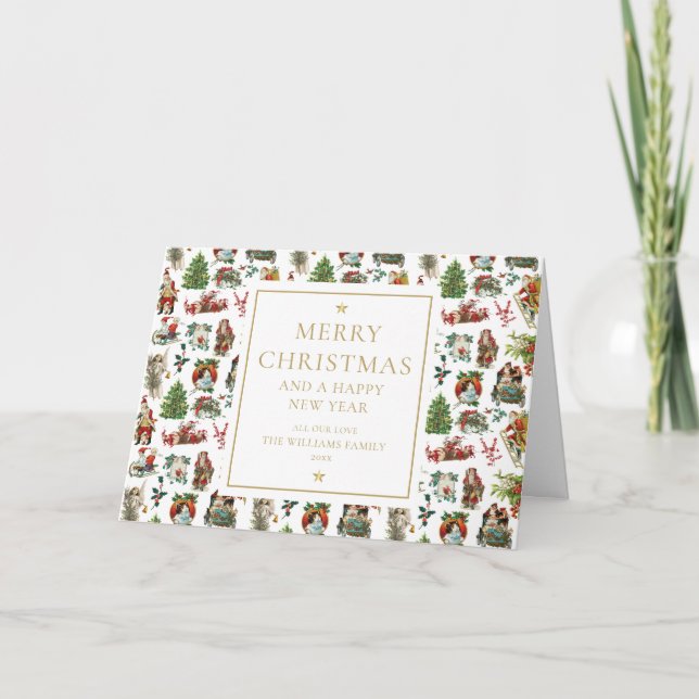 Vintage Christmas Elegant Gold Holiday Card (Front)