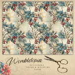 Vintage Christmas Elegant Red Grey Decoupage Tissue Paper<br><div class="desc">Welcome to the Winter Elegance Collection. This line features a variety of tissue papers tailored for the winter season. Each design showcases a distinct colour palette, providing a fitting bac kdrop for holiday gifts and decoupage paper craft Vintage Winter Elegance: Red Berries & Moody Grey Florals Wrapping Paper. This design...</div>
