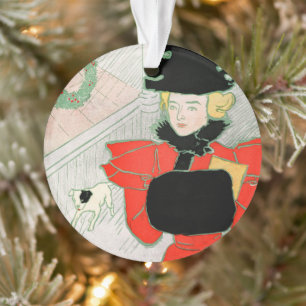 Vintage Christmas Elegant Victorian Lady in Red Ornament