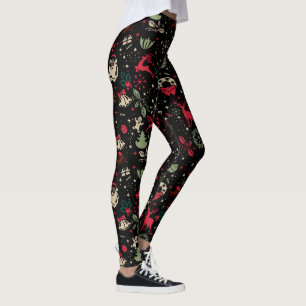 Vintage Christmas Element Pattern Leggings