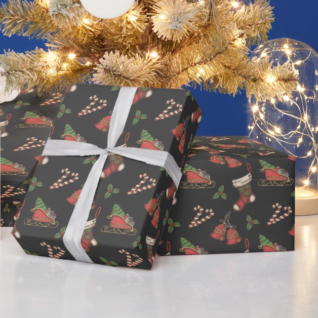 Vintage Christmas Elements  Wrapping Paper (Holidays)