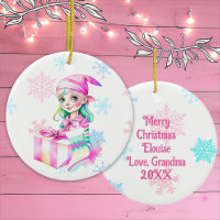 Vintage Christmas Elf Girl in Pink