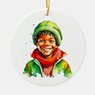 Vintage Christmas Elf  Personalised Ceramic Tree Decoration