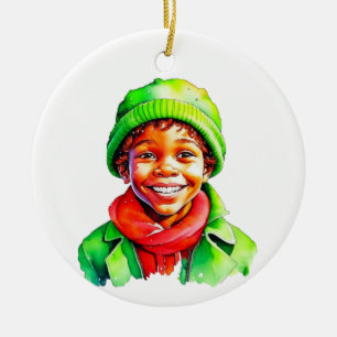 Vintage Christmas Elf  Personalised Ceramic Tree Decoration