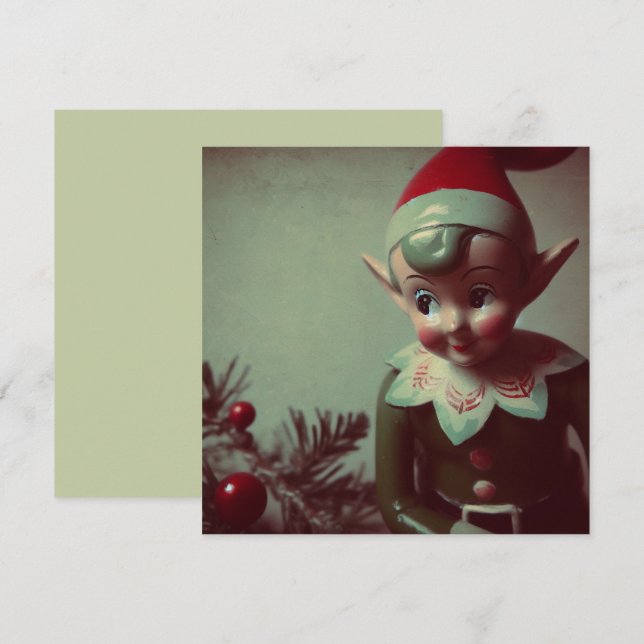 Vintage Christmas Elf Retro Xmas Holiday Card (Front/Back)