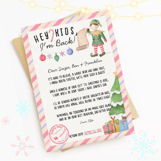 Vintage Christmas Elf Return Letter for Children Invitation