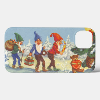 Vintage Christmas, Elves in the Snow Forest Winter iPhone 13 Case