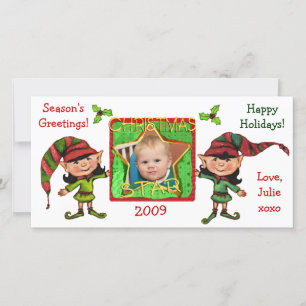 Vintage Christmas Elves Photo Card