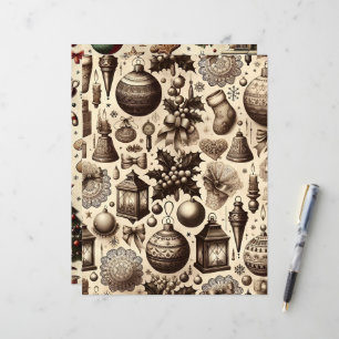 Vintage Christmas Ephemera Scrapbook Paper