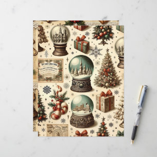 Vintage Christmas Ephemera Scrapbook Paper