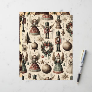 Vintage Christmas Ephemera Scrapbook Paper