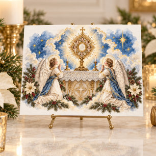 Vintage Christmas Eucharistic Adoration Photo Holiday Card