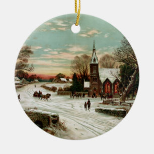 Vintage Christmas Eve 2 Holiday Ornament