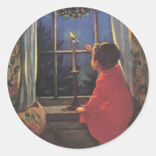 Vintage Christmas Eve by Jessie Willcox Smith Classic Round Sticker