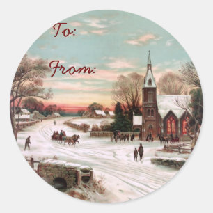 Vintage Christmas Eve Gift Tag Stickers