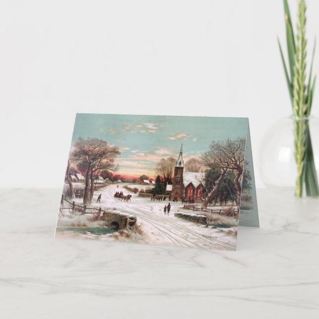 Vintage Christmas Eve Greeting Card (Front)