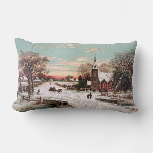 Vintage Christmas Eve Lumbar Pillow (Front)