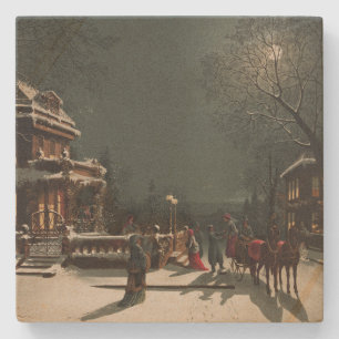 Vintage Christmas Eve Party Stone Coaster