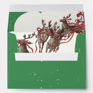 Vintage Christmas Eve, Retro Santa Claus in Sleigh Envelopes