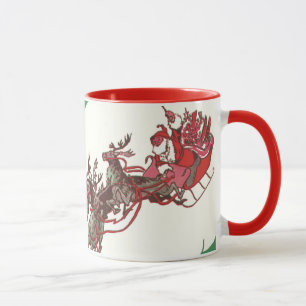Vintage Christmas Eve, Retro Santa Claus in Sleigh Mug