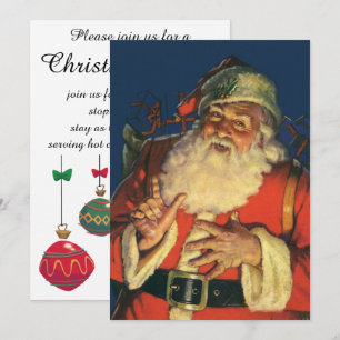 Vintage Christmas Eve Retro Santa Claus Invitation