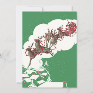 Vintage Christmas Eve Retro Santa Claus Invitation