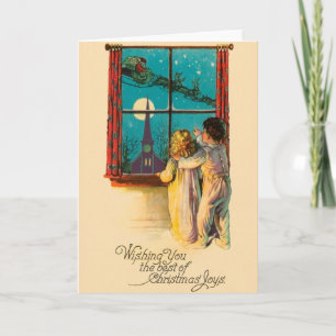 Vintage Christmas Eve Santa Christmas Card