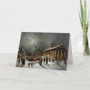 Vintage Christmas Eve scene Holiday Card