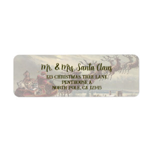 Vintage Christmas Eve Victorian Santa Claus Sleigh