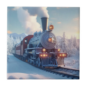 Vintage Christmas Express Gift for Train Lovers Tile