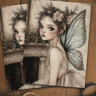 Vintage Christmas Fairy Ballerina Decoupage  Tissue Paper