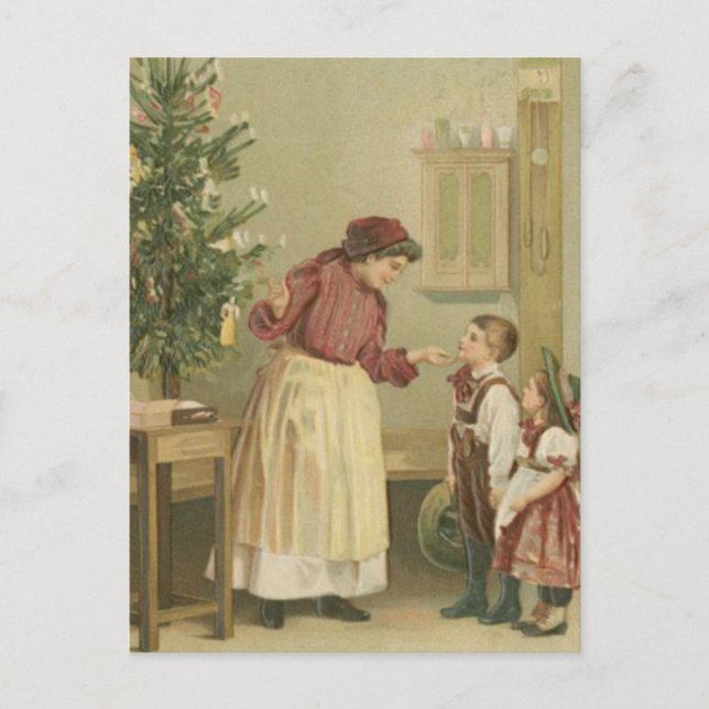 Vintage Christmas Family Holiday Postcard (Front)