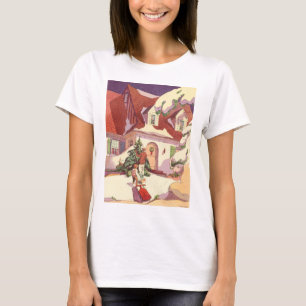 Vintage Christmas, Family House in the Snow T-Shirt