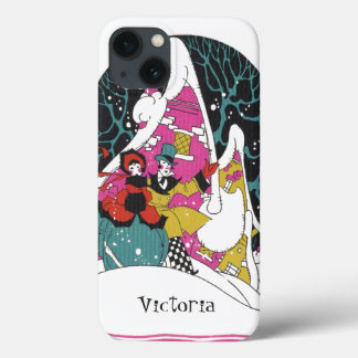Vintage Christmas, Fancy Victorian Town People iPhone 13 Case