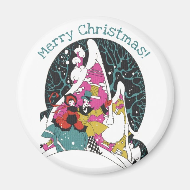 Vintage Christmas, Fancy Victorian Town People Magnet (Front)