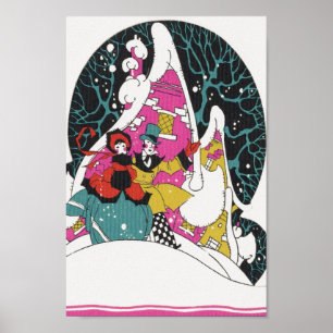 Vintage Christmas, Fancy Victorian Town People Poster