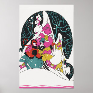 Vintage Christmas, Fancy Victorian Town People Poster